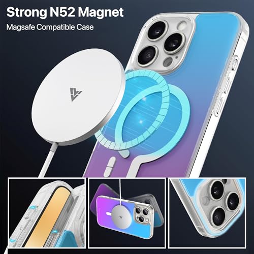 Image of eller sante Eternity Magpro Back Cover Case for iPhone 16 Pro Max Scratch Resistant Acrylic Camera Lens TPU Shockproof Support Mag-Safe Wireless Charging- Blue & Purple