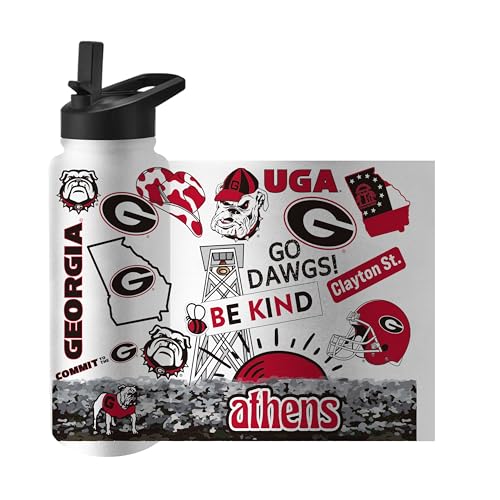 Image of Logo Brands NCAA Native 34 oz Quencher Water Bottle - | Local Icons Design | Double-Wall Insulated| Leak-Proof Lid & Built-In Straw