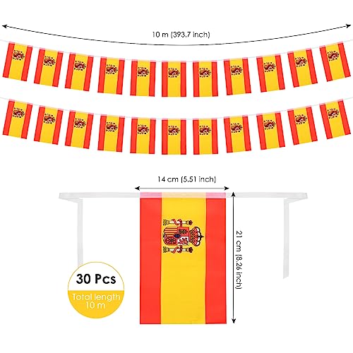 Image of AhfuLife 66 Ft Spanish String Flags Banner for World Cup Decor 2026, 60 Pcs Small Spain Bunting String Flags - Double Sided for National Day Football Sports Events Party Celebration (5.5x8.3 Inch)