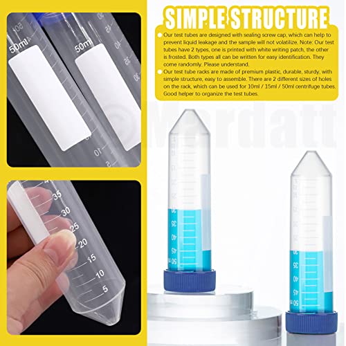 Mardatt 27Pcs 50Ml Round Bottom Centrifuge Tubes And 28 Well Centrifuge Tube Holder Set, Polypropylene Sterile Lab Test Tubes With Screw Caps Graduated Marks, Detachable Plastic Stand For Laboratory #TOP5