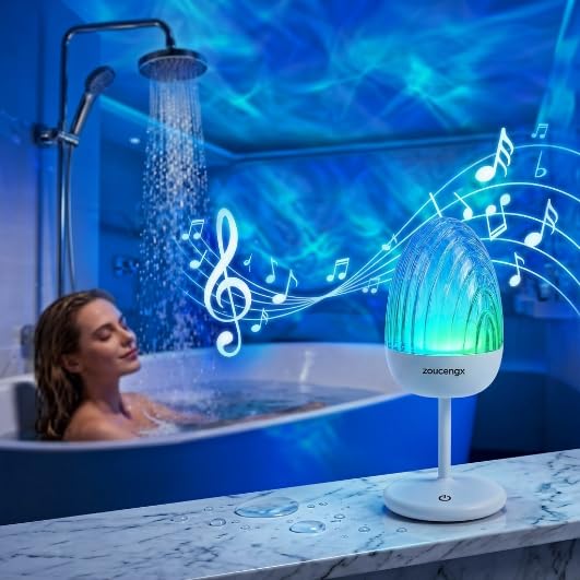 Image of Bathroom Mood Light, Cordless Ocean Wave Projector Lamp