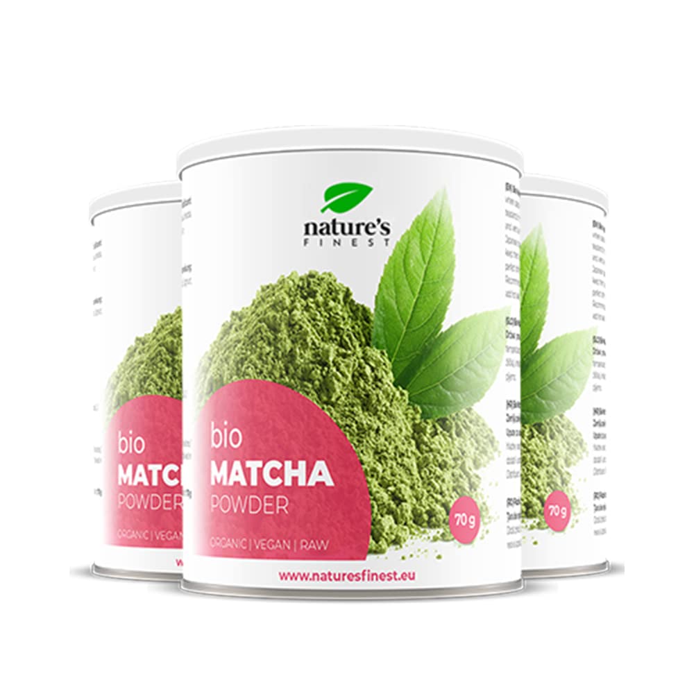 Nature's Finest Matcha Bio in Polvere, Tè Solubile 350 g (5x70 g) | Tè verde matcha bio macinato a pietra - 100% puro, vegan, senza additivi - per matcha latte, tè, dolci e frullati