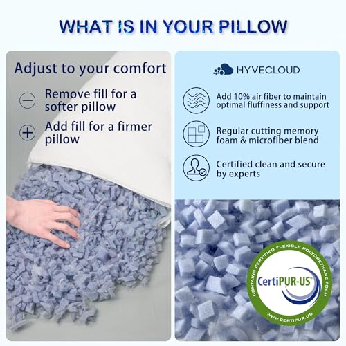 Cooling Memory Foam Pillows Deep Sleep Bed Pillow & Washable Cover Cooling Pillow for Neck Pillow for Shoulder & Back & Side Rectangular White-Cooling++ (Queen+Extra Fill) Pack of 2