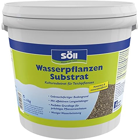 Söll 20036 WasserpflanzenSubstrat Kultursubstrat für Teichpflanzen 6 kg - gebrauchsfertiger natürlicher Bodengrund mit Mineralstoffen zur Anpflanzung von prächtigen Wasserpflanzen im Gartenteich Cover