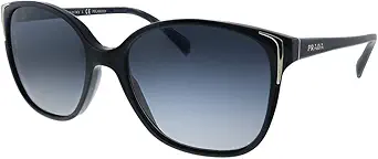 Conceptual PR 01OS 1AB5W1 Black Plastic Square Sunglasses Grey Gradient Polarized Lens