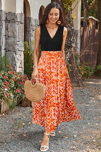 Image of Newshows Women's 2026 Lightweight Summer Wedding Guest Beach Vacation Casual V Neck Split Flowy Maxi Dress