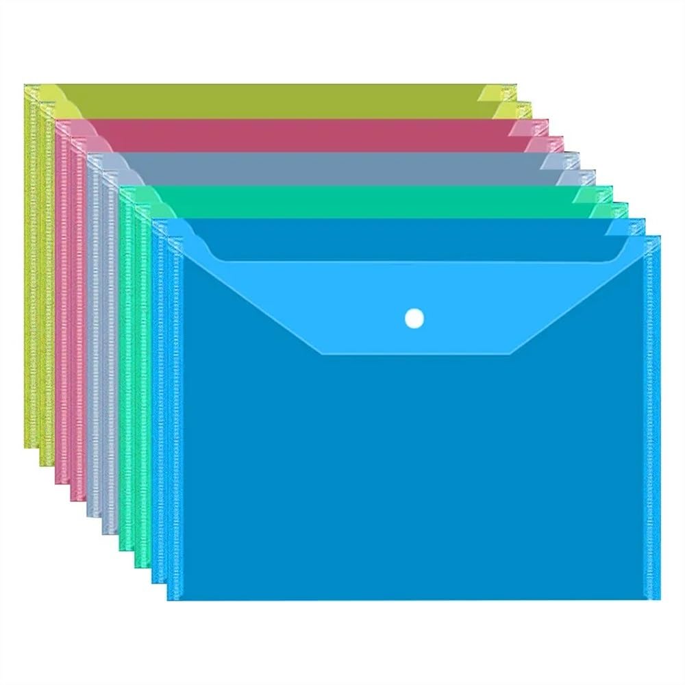Cartella portadocumenti espandibile in formato A4, trasparente, con chiusura a bottone, per studenti e ufficio, ideale per documenti di prova, documenti e archiviazione dati, chiusura sicura con