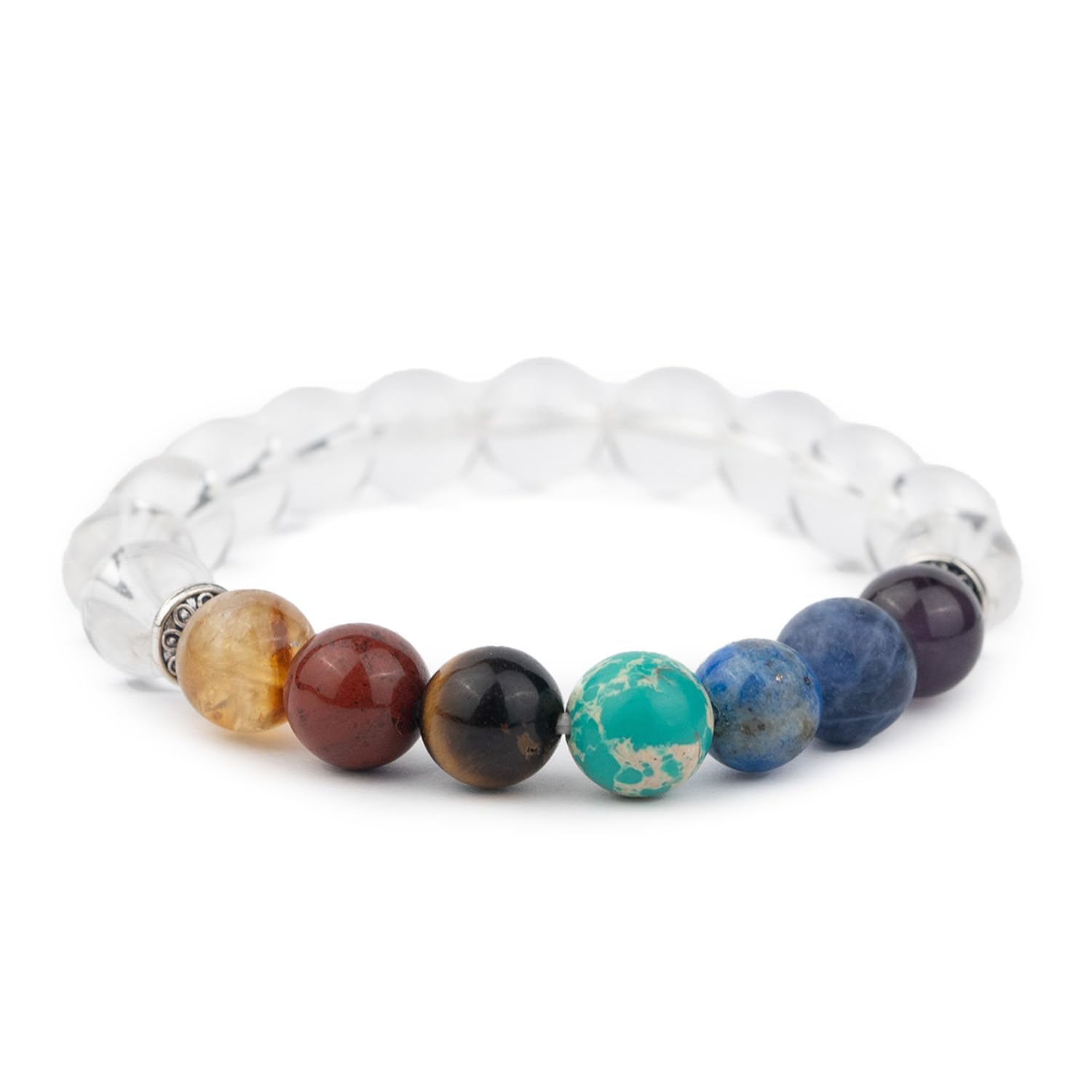 Mesmerize 7 Chakra Natural Stone Elastic Bracelet | Patented Design and Certified Natural Stones | 7 Chakra Bracelets Online For Men and Women | 8 mm beads size (Clear Quartz 7 Chakras, S) (B0CYCKWRBT) Amazon Price History, Amazon Price Tracker