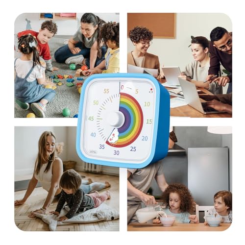 Yunbaoit Visual Timer with Protective Case, Rainbow Disk 60 Minute Countdown Timer for Kids and Adults, Silent Time Management Tool(Blue Rainbow) - Image 8