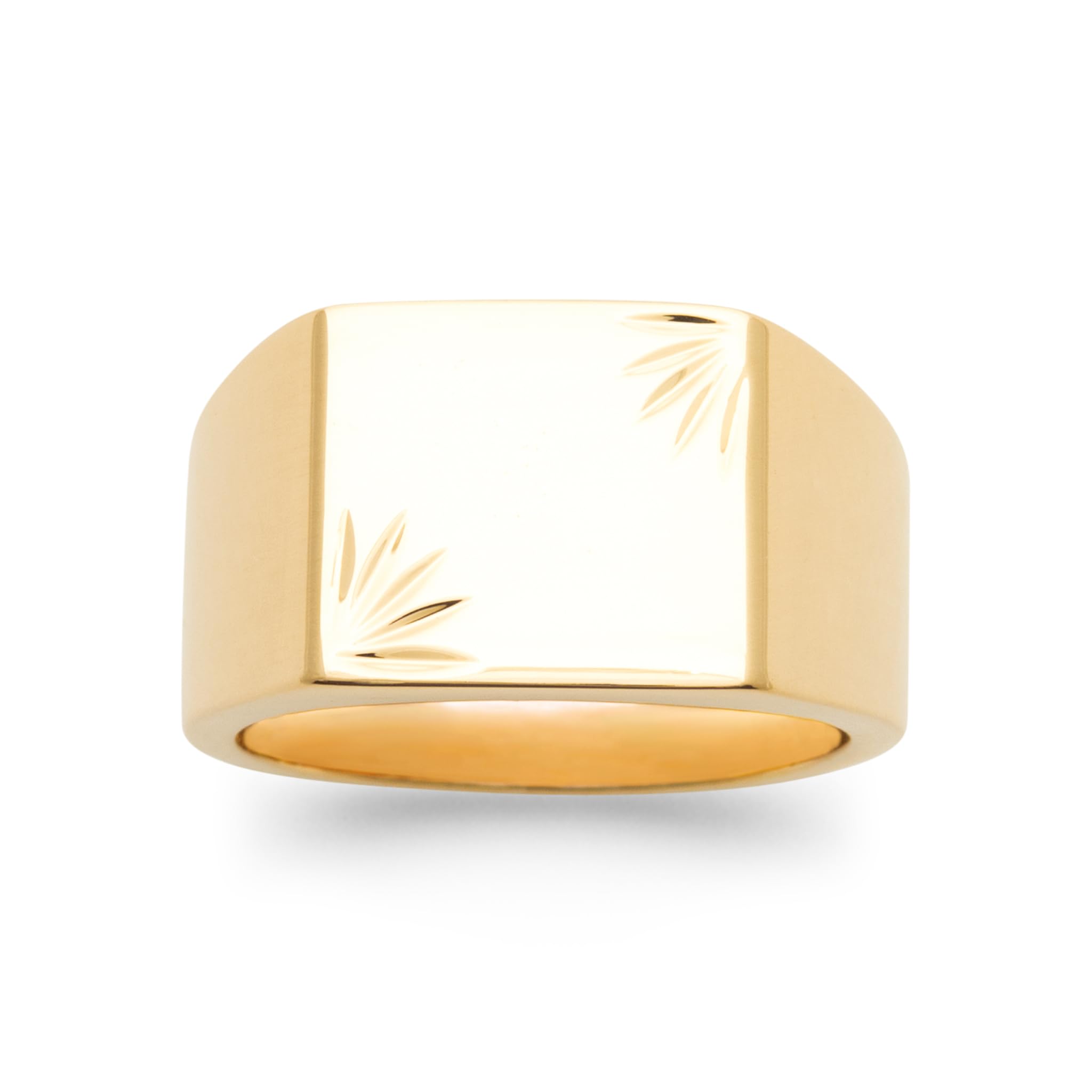 Bague Chevalière Tata Gisèle en Plaqué Or avec Rectangle Gravé - 7