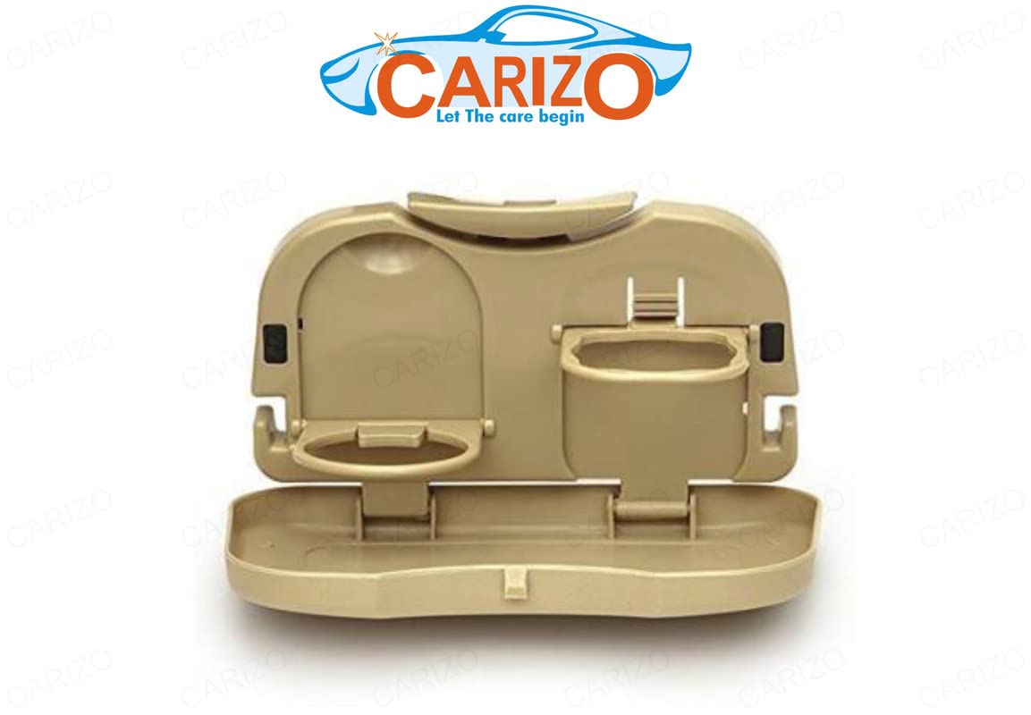 Car Meal Plate + Cup + Bottle Holder | Tray | Backseat | Foldable | Compact | Food Tray | Travel Dining Tray Beige Compatible with Honda Accord (Type-II) 2004-2008