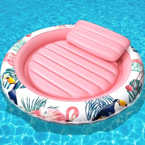 LUVTOY Flutuador insuflável extra grande com almofada e porta-copos, colchão de piscina para adultos e crianças, tapete de praia multifuncional, jogos de piscina para festas no lago