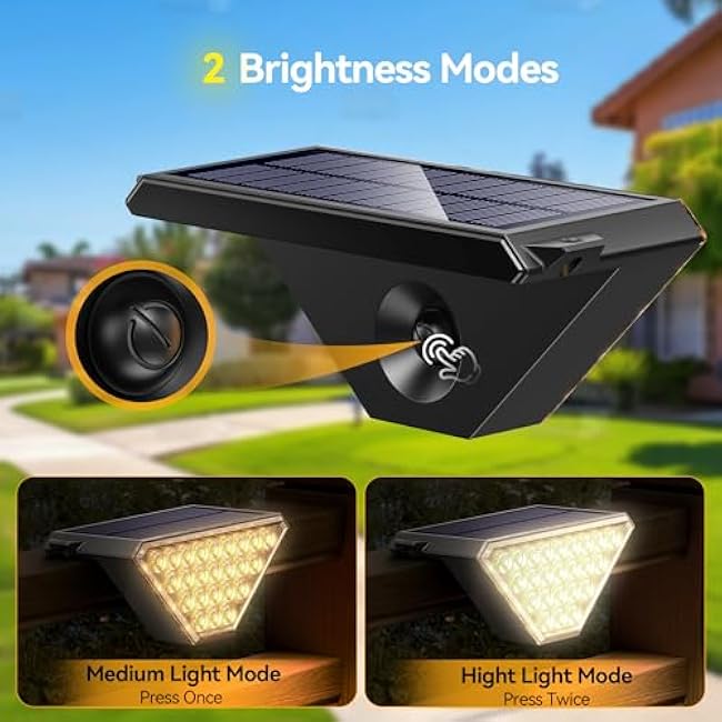 TECKNET Solar Step Lights for Outside, 2 Modes Brightness Adjustable, 24 LEDs Solar Stair Lights Outdoor, IP67 Waterproof Deck Light for Yard, Porch, Front Door, Patio, Garden ¨×3000K¨Ø