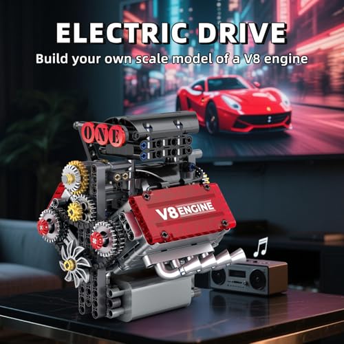 V8 Engine Building Set,V8 Engine Model kit That Run,Build Your Own STEM Mini V8 Model Engine Kit with Battery and Motor,8-Cylinder Car Engine Building Engineering Toys for Kids Adults(478PCS) - Image 5