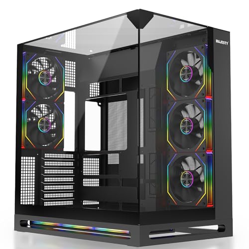 Majesty Falcon X Mid-Tower PC Case | Hi-End Pro Design | 8 Installed Infiniti ARGB Fans | ATX Support | 360mm Water Cooler Support | Type-C 2 x USB 3.0 Ports | Back-Connect Design | Black