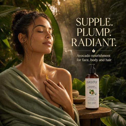 PURA D'OR USDA ORGANIC 100% Pure Avocado Oil for Hair Face Body, 16 Oz - image 6