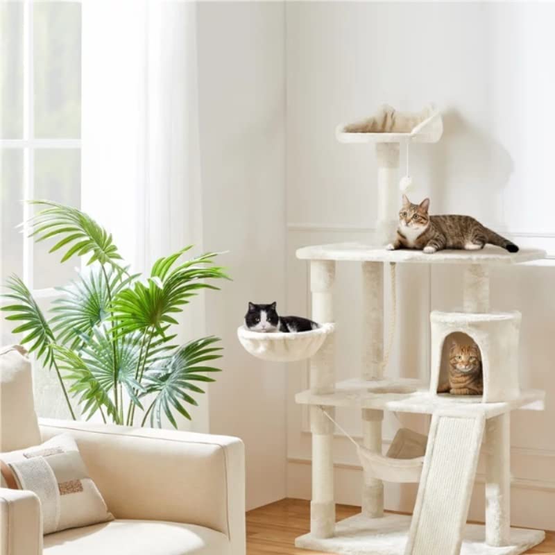 Katzenturm Kratzbaum mit Condo und Tower Beige for Katzen Katzenkletterbaum Aktivitätszentrum