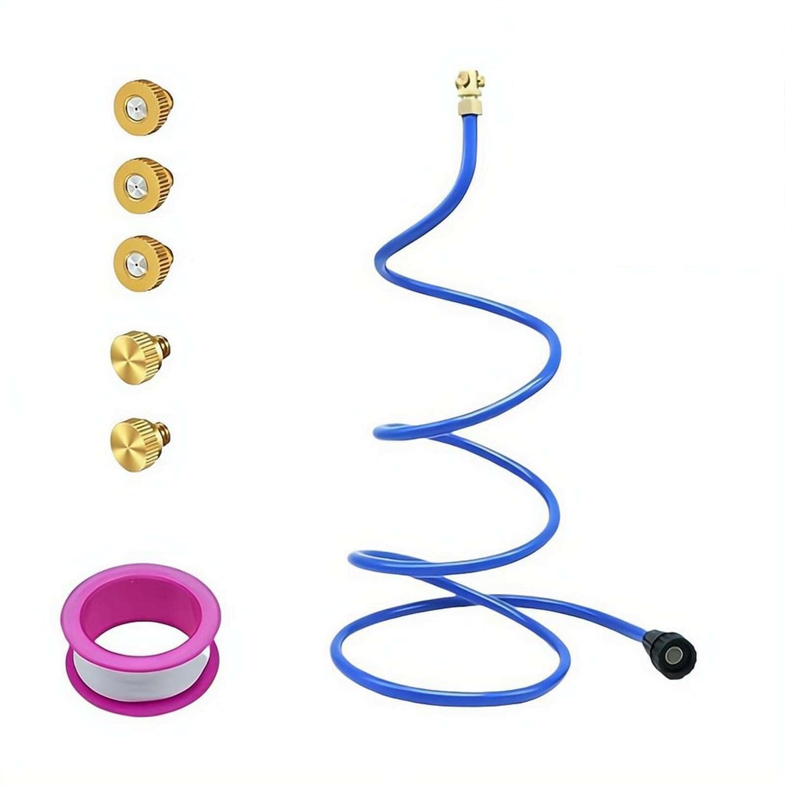 PLGEBR Standing Outdoor Misters for Outside Patio, Portable Hose Misting Cooling System for Garden Pool BBQ, Water Mister Sprinkler for Tanning and Bird Bath, 76 Inch Flexible Memory Metal Tubing
