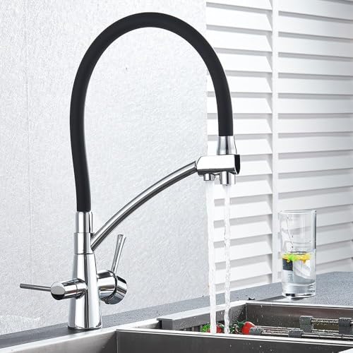 Robinet de cuisine filtré mitigeur eau pure double sortie noir mat
