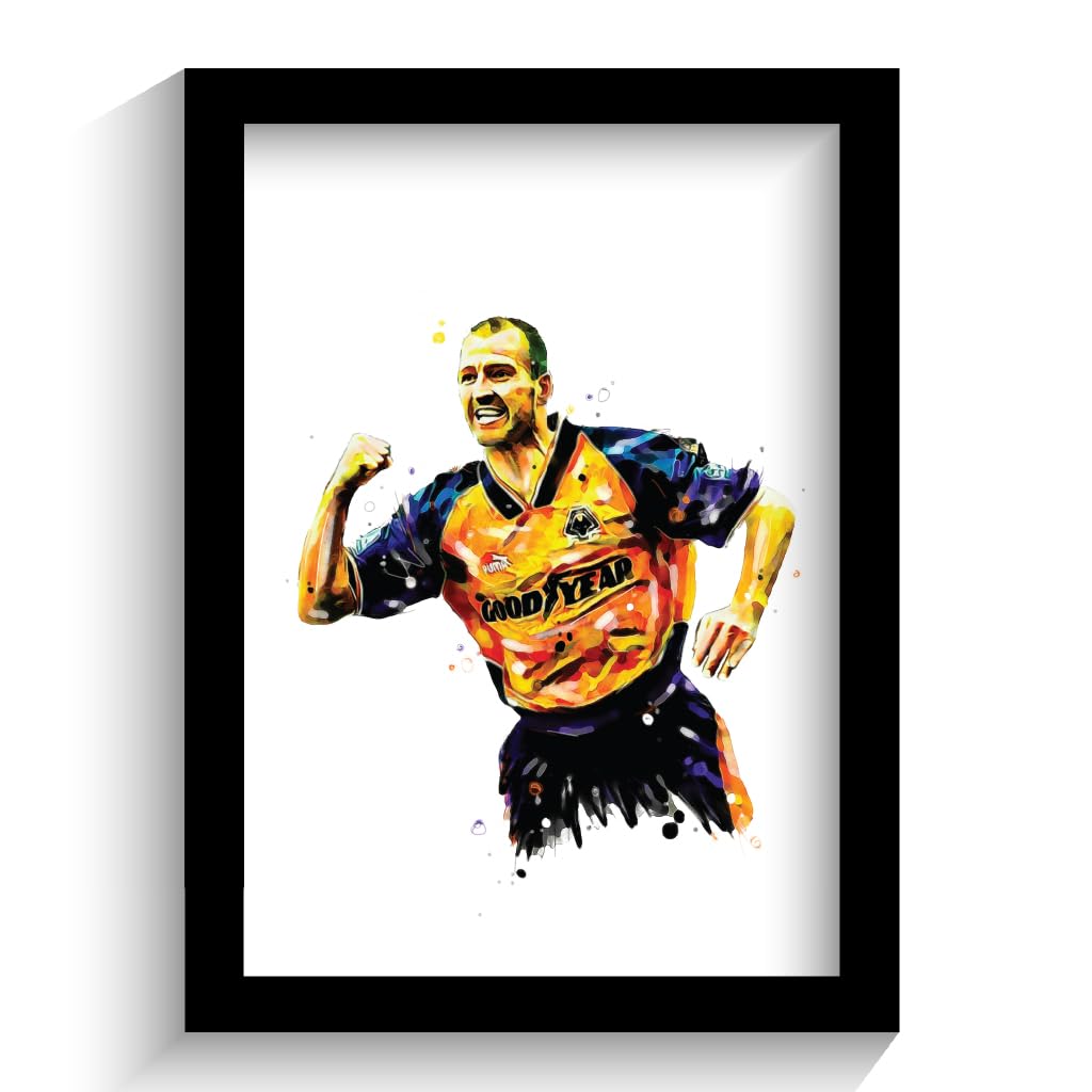 The Football Print Room Black Wolverhampton Wanderers - Wolves - Steve Bull - Framed Football Art Print Poster