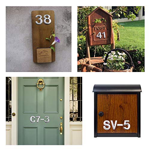 2.75 Inch Adhesive House Numbers, Mailbox Numbers, Street Door Numbers, Self-Stick Address Signs for Apartments, Double Silver Horizontal Symbol - Thumbnail 5