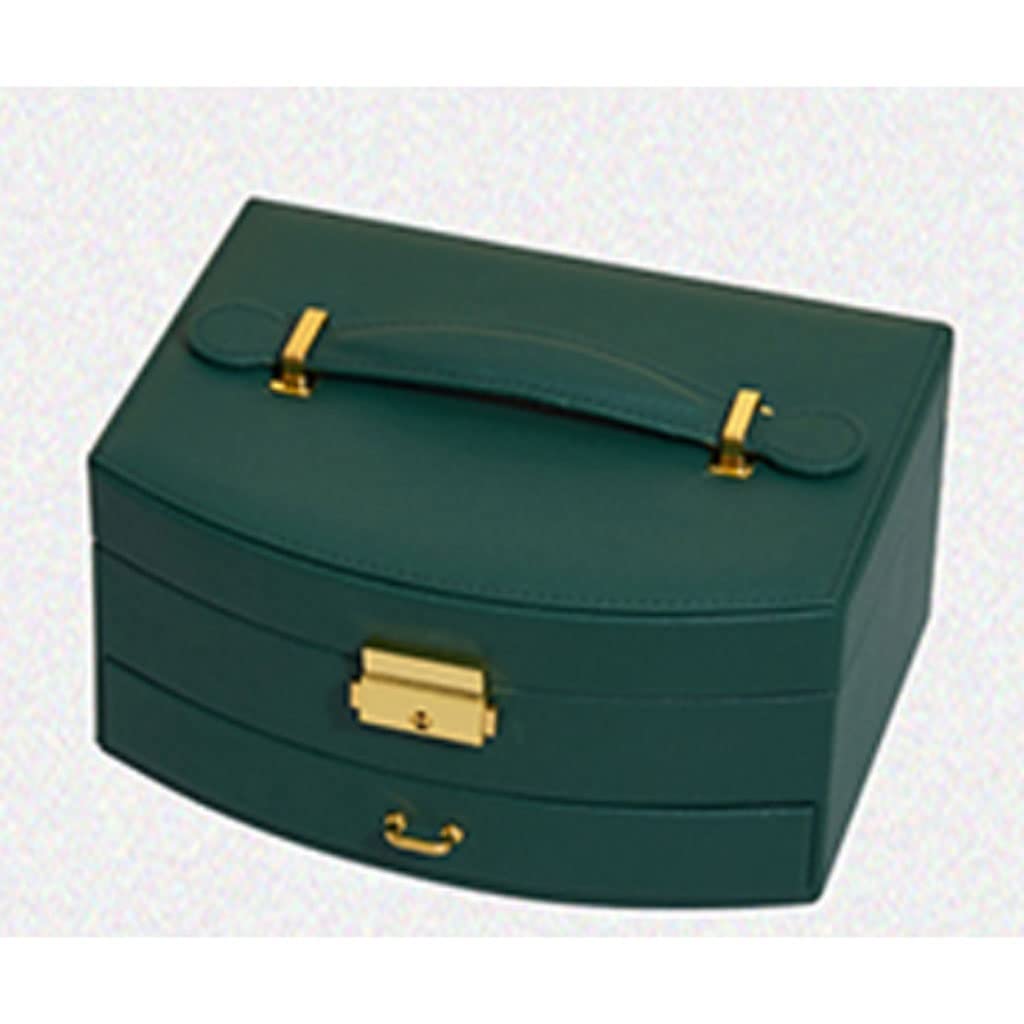 Pudełko na biżuterię Vintage dwuwarstwowy organizer ze skóry PU | Gablota do przechowywania biżuterii damskiej w stylu retro z przegródkami na naszyjniki