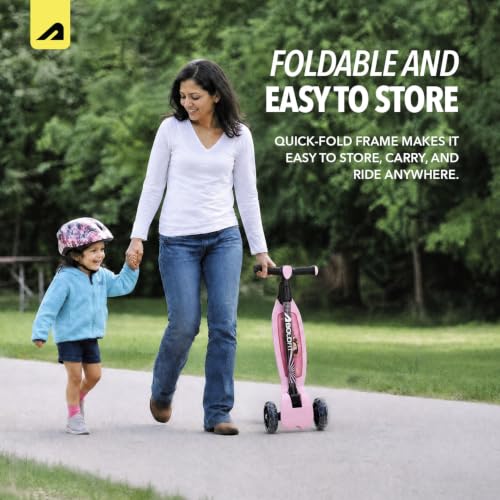 Image of Boldfit Kids Scooter 3 Wheel Kick Scooty for Kids (Above 5 Years) Foldable 4 Adjustable Height Toys for Boys & Girls, Safe Skate Scooter with LED Wheels & Birthday Gift Max Weight 50 Kg, ZigFold-Pink