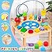 WINGYZ Activity Table, 6 in 1 Wooden Montessori Activity Center with Bead Maze Shape Sorter Fishing Game, Kids Sensory Play Table Toddler Toys 1st Birthday Gifts Boy Girl(Rainbow)