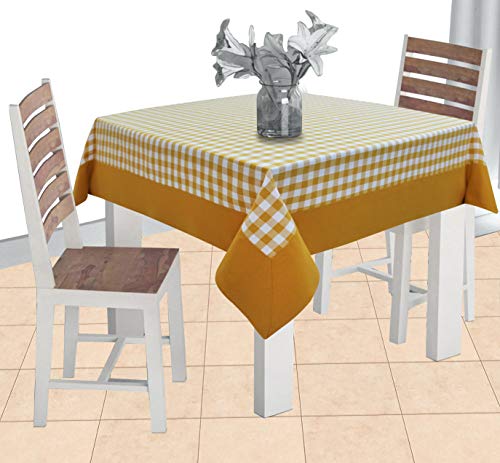 Image of AIRWILL Cotton Checkered Pattern 2 Seater Table Cloth Pack of 1 pc (Yellow)