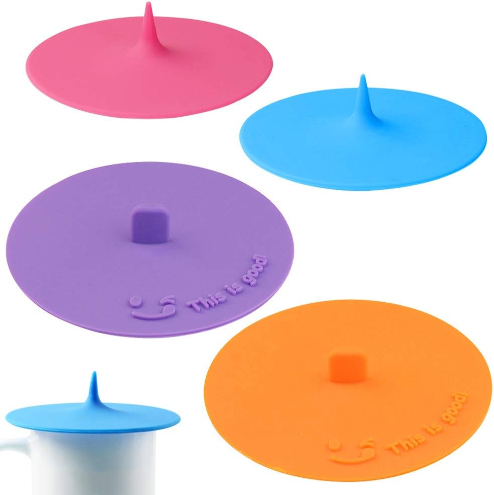 Silicone Cup Lids Set of 4,maxin Food Grade Silicone Cup