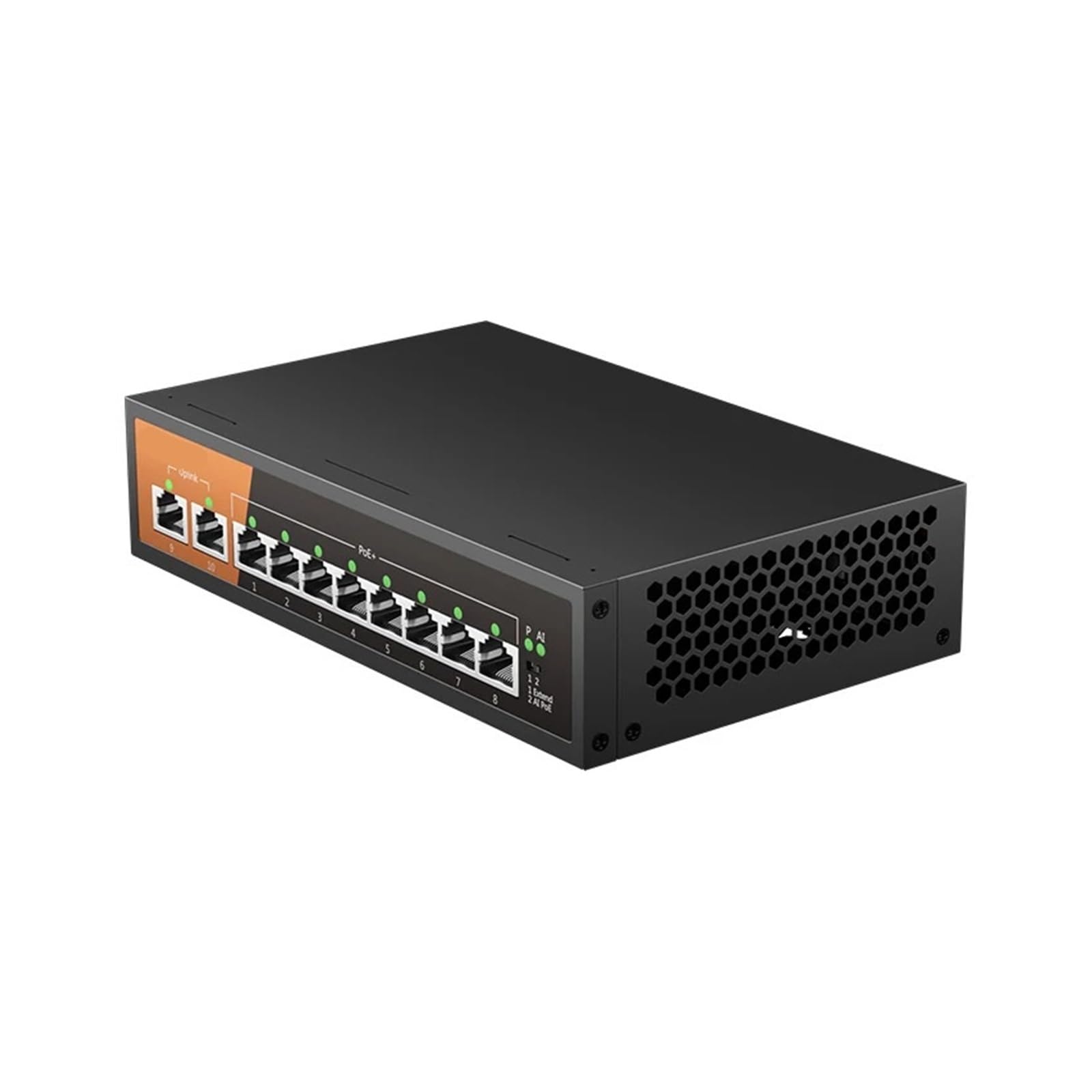OSHZIKJII 10-Port Gigabit Switch with 8-P-O//E and 2-RJ45(Switch with U/*K Plug)