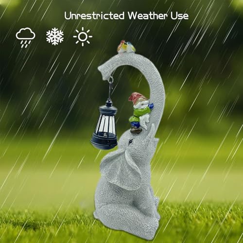 Statues de jardin éléphant avec éclairage LED solaire - 7