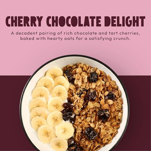 Image of Kellys Four Plus Granola Cereal | Cherry Chocolate Healthy Granola for Yogurt | Hand Made Snacks for Breakfast - 12 oz