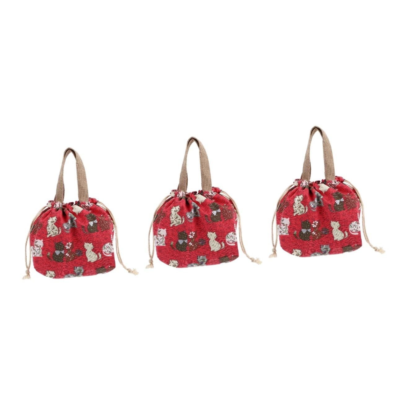 Alipis Caja De 3 Piezas bolsa de almuerzo bolsa de lona lindo bolso de mano lindo bolso de lona bolsas de pícnic bolsas termicas lancheira de almuerzo bolsa del almuerzo lienzo rojo