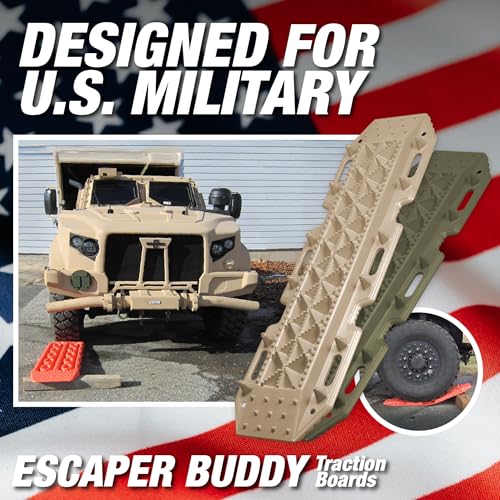 Image of Maxsa 20333 Heavy-Duty Escaper Buddy Traction Mats for Off-Road Mud, Sand, & Snow Vehicle Extraction and Recovery, Bendable, Unbreakable, Orange, 2 Pack