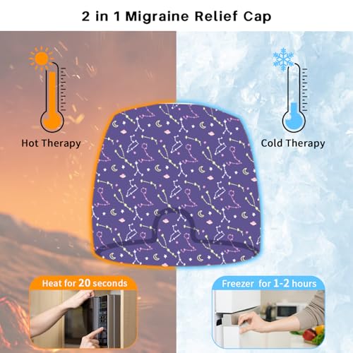 Image of ELEGAR Migraine Relief Cap - Hot & Cold Therapy Headache Cap for Migraine, Sinus & Tension Relief | Thermax Gel Ice Head Wrap for Instant Comfort & Relaxation - Reusable Migraine Cap for Men & Women - Multicolor