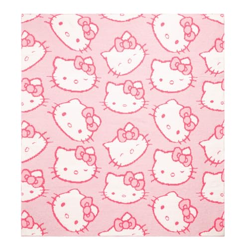 Image of Jay Franco Hello Kitty Feather Knit Fluffy Throw Blanket - Pink Fuzzy Blanket Measures 50 x 60 Inch - Super Soft Lightweight Bedding