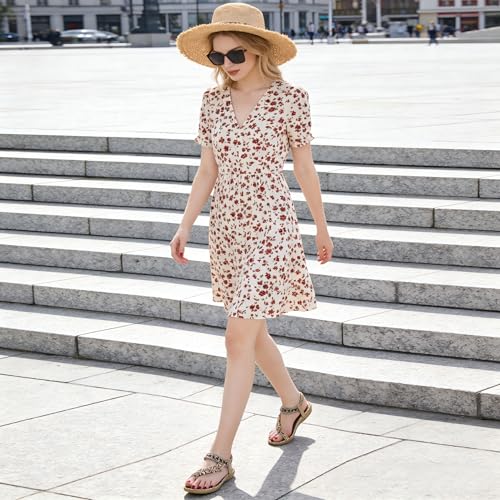 Image of Ablanczoom Flat Sandals for Women Summer: Casual Boho Beaded Toe Ring Dress Shoes - Comfortable Vacation Daily Walking Shoes