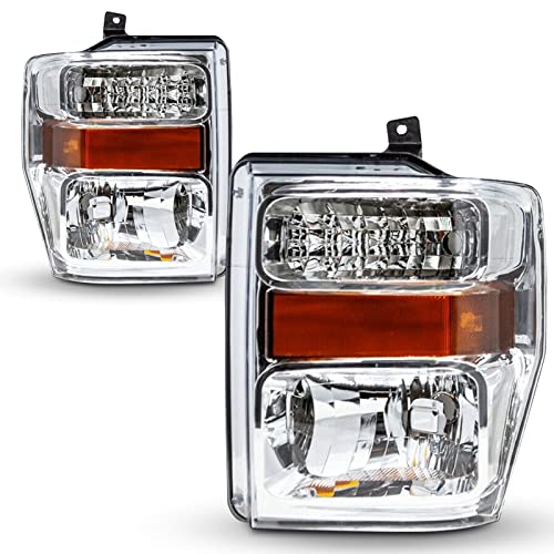 Headlights compatible for Ford F-250 F-350 F-450 Super Duty 2008 2009 2010 Head Lamps Assembly Driver Passenger Lights Replacement Clear Lens