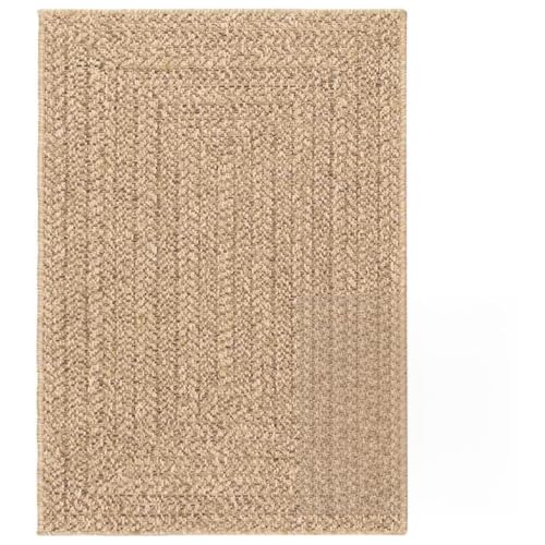Tonture Alfombra de aspecto de yute 160 x 230 cm, alfombra rectangular de polipropileno resistente, resistente a los rayos UV, fácil de limpiar, decoración de suelo para interiores y exteriores, sala