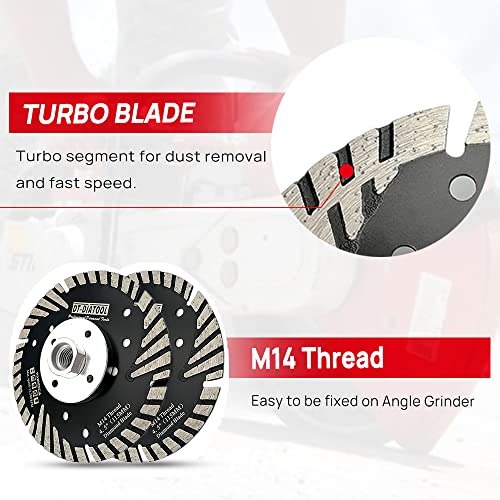 DT-DIATOOL Diamant Trennscheibe 125 mm x M14 Turbo Sägeblatt mit Schutzzähne zum Schneiden Schleifen Granit Marmor Beton Fliesen