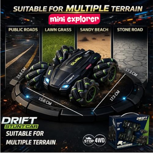 Image of MiniExplorer Remote Control Car Toy | 4x4 RC Drifting Car for Kids & Adult | Remote Control Toy, High Speed Racing RC Car, 360 Rotation, Double Sided Driving, For Boys 7-14 Years