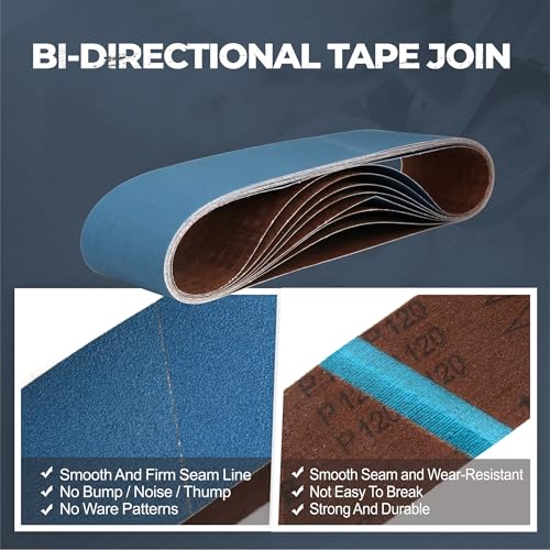 6 x 48 inch zirconia sanding belts 8pcs 2 each of 406080120 assorted grits belt sander sanding belt for knife blade sharpening metal polishing derusting woodworking