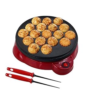 Health and Home Electric Takoyaki Maker With Free Takoyaki Tools – Specialty & Novelty Cake Pans for Takoyaki Octopus Ball, Pop, Ebelskiver, Aebleskiver -Easy Clean