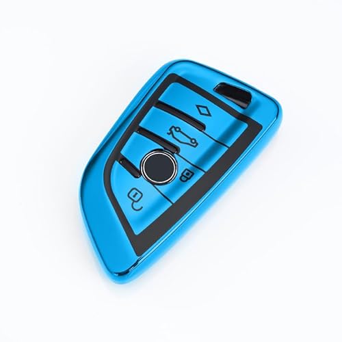 HooRLZ BMW Key Fob Cover for X1, X2, X3, X5, X6 & 1-7 Series, 4-Button TPU BMW Key Case, Silicone (Blue)