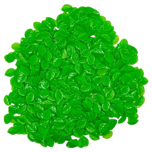 Cayway 600 PCS Feuilles Vertes Miniatures Réalistes Ovales, Écorce Artificielle pour La Mise en Page de Paysage de Diorama de Jardin de Fée de Chemin, Mini décoration, Mini Paysage