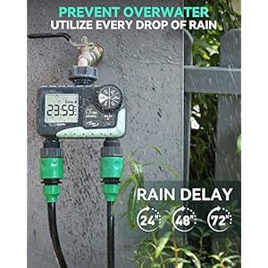 RAINPOINT Water Timer for Garden Hose - 2 Zone Sprinkler Timer with Rain Delay/Manual Watering/Automatic Irrigation Controller System - Water Hose Timer Programmable Faucet Timer for Yard Lawn RAINPOINT Water Timer for Garden Hose 2 Zone Sprinkler Timer with Rain DelayManual WateringAutomatic Irrigation Controller System Water Hose Timer Programmable Faucet Timer for Yard Lawn