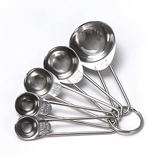 YXSH Akcesoria do pieczenia wielofunkcyjne narzędzia pomiarowe kawa herbata srebrna ze skalą gadżety kuchenne 5 szt./zestaw łyżka do mierzenia