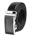 Mens Genuine Leather Dress Belt - Automatic Sliding Buckle Ratchet Belt, Adjustable Track Belt, Platinum Hanger - Black-026