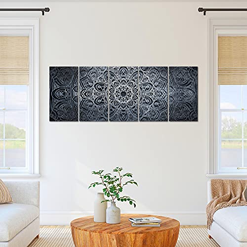 Runa Art Wandbild XXL Mandala Abstrakt 200 x 80 cm Schwarz Weiss Grau 5 Teilig - Made in Germany - 109455c – Bild 6